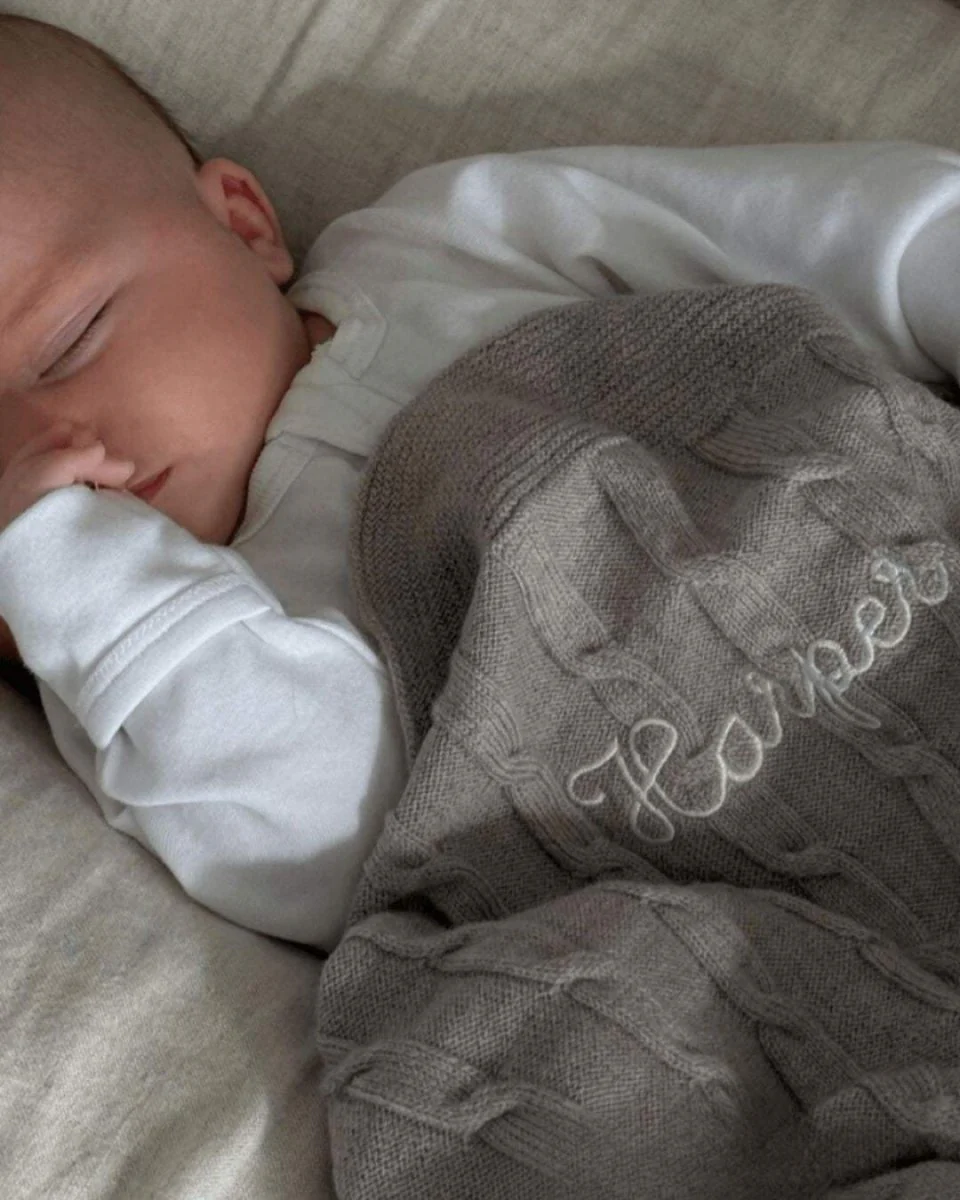 Merino Baby Blanket - Rosette Design - Image 3